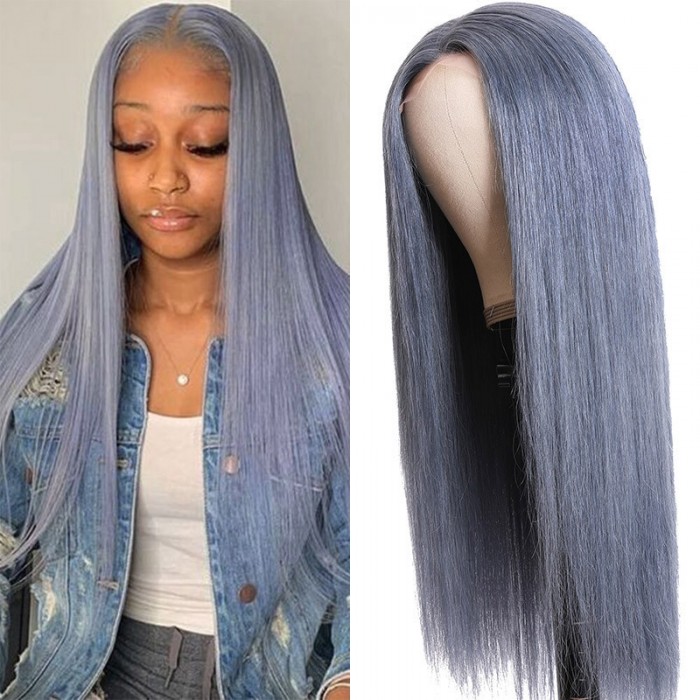 Ins Flash Sale Silver Grey Straight Middle Part 150% Density Glueless Wig
