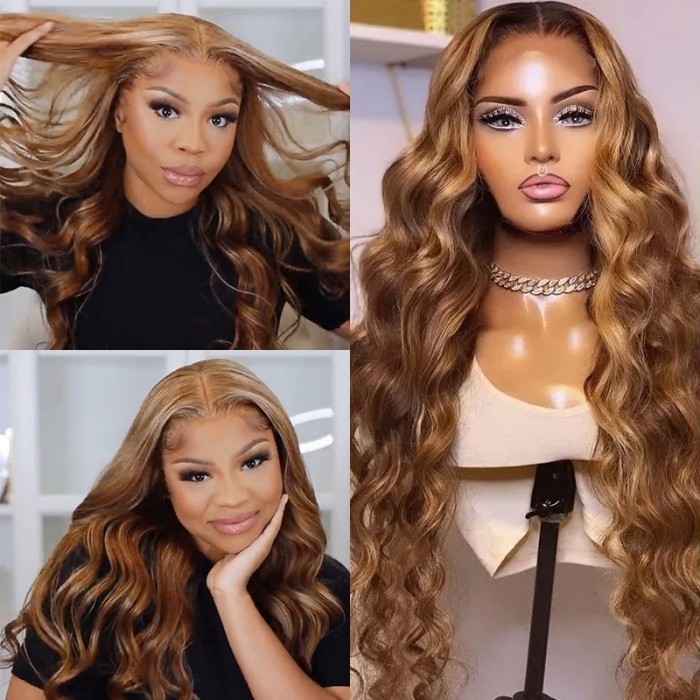 Unice Whatsapp Flash Deal HD 55 Closure Wig 180% Density Ombre Highlight Staight Human Hair Wigs