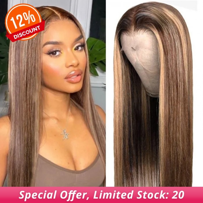 Whatsapp Exclusive Color Crush On Honey Blonde Highlight 13 by 4 Invisible Swiss Lace Front Wig