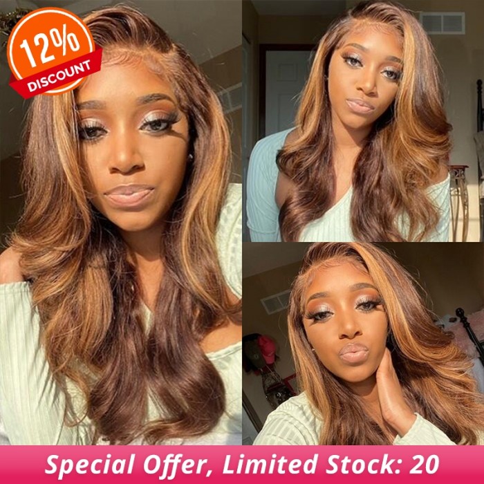 13x4 Straight Honey Blond Ombre Color Highlight 150% Lace Front Human Hair Wigs