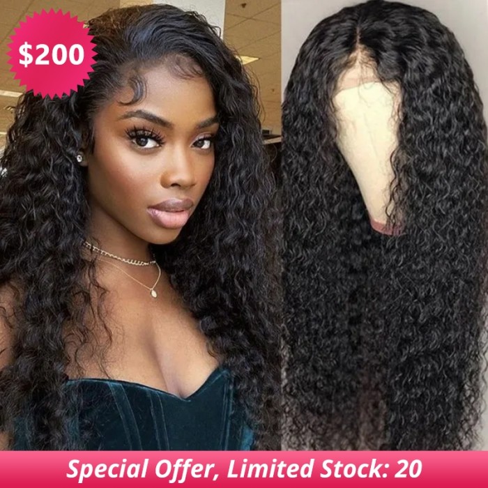 UNice Curly Lace Front Wigs Human Hair 13x4 HD Lace Wigs for Women 150% Density Natural Color 