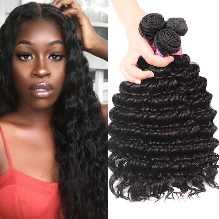 Unice Hair Icenu Series 3pcs Deep Wave Hair Weft With Lace Frontal