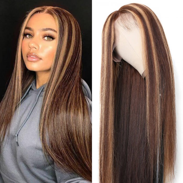 Unice 13x4 Straight Honey Blond Ombre Color Highlight 150 Lace Front Human Hair Wigs For Women Invisible Pre Plucked Bettyou Series