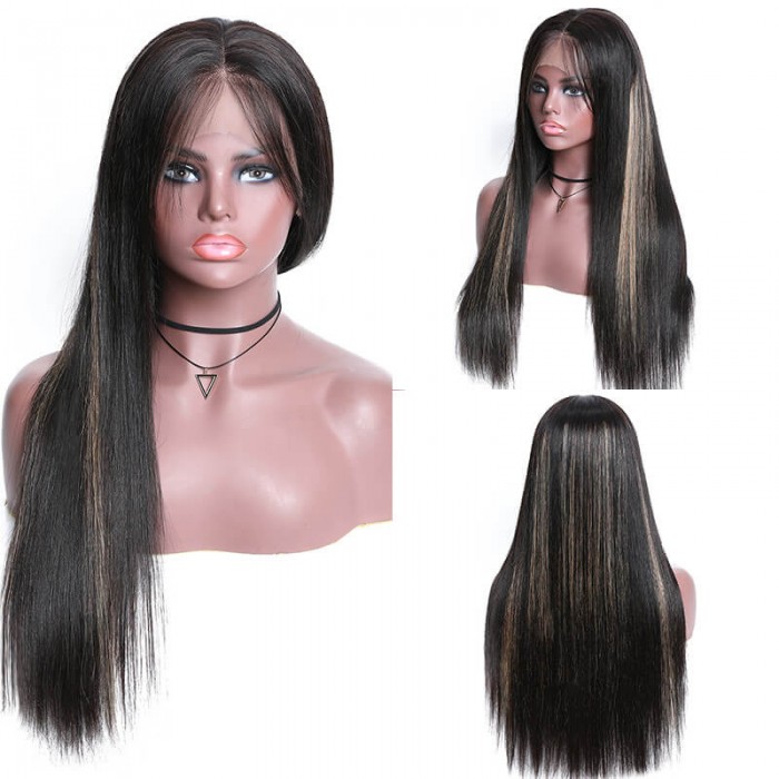 Unice Black Hair Blonde Highlights 1b 27 Lace Front Straight