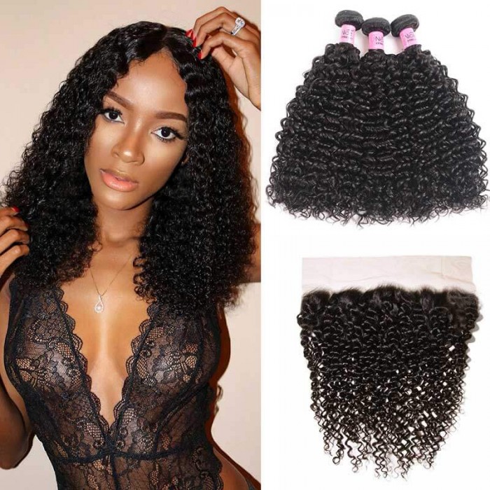 Unice Hair Icenu Series 3pcs Jerry Curly Hair Weft With Lace Frontal Closure