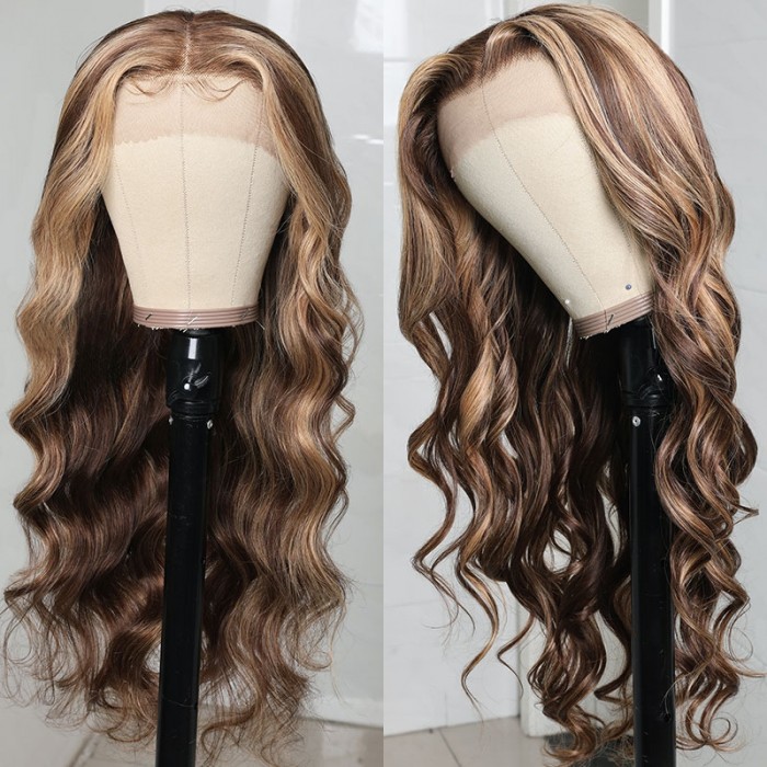 UNice Honey Blonde Lace Front Human Hair Wig Ombre Highlight #TL412 Color,  ＿並行輸入品