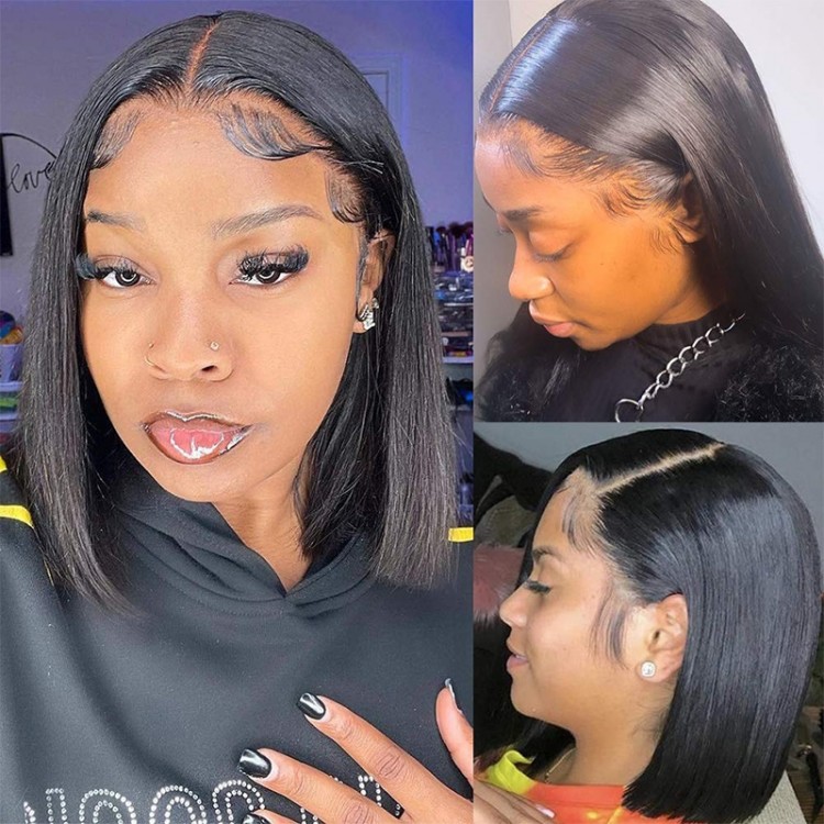 UNice Hair Best Blunt Cut Bob Straight Human Hair Bob Lace Front Wig For  Black Girl 