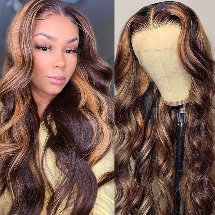 UNice Balayage #FB30 Body Wave Lace Front T Part Wig Shadow Root Bronde  Highlight Human Hair Wigs With Baby Hair 