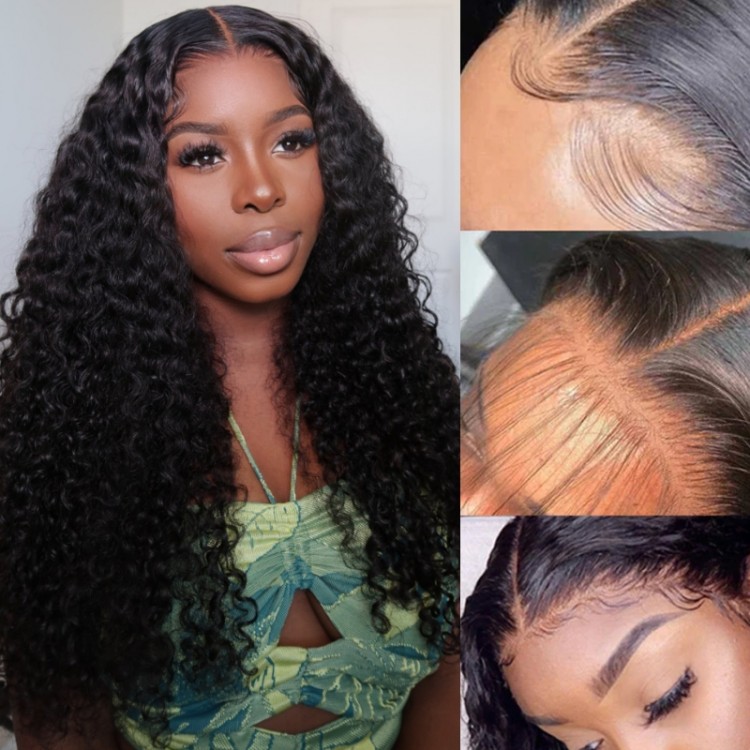 Water Wave Lace Front Wigs Human Hair Wigs for Black Women 13x4 Curly Lace  Front Wigs Human Hair Pre Plucked with Baby Hair Wet and Wavy HD Lace Front