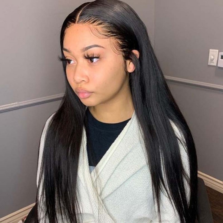 Straight Human Hair Lace Front Wigs for Black Women Glueless Lace Frontal  Wig Pre Plucked with Baby Hair 
