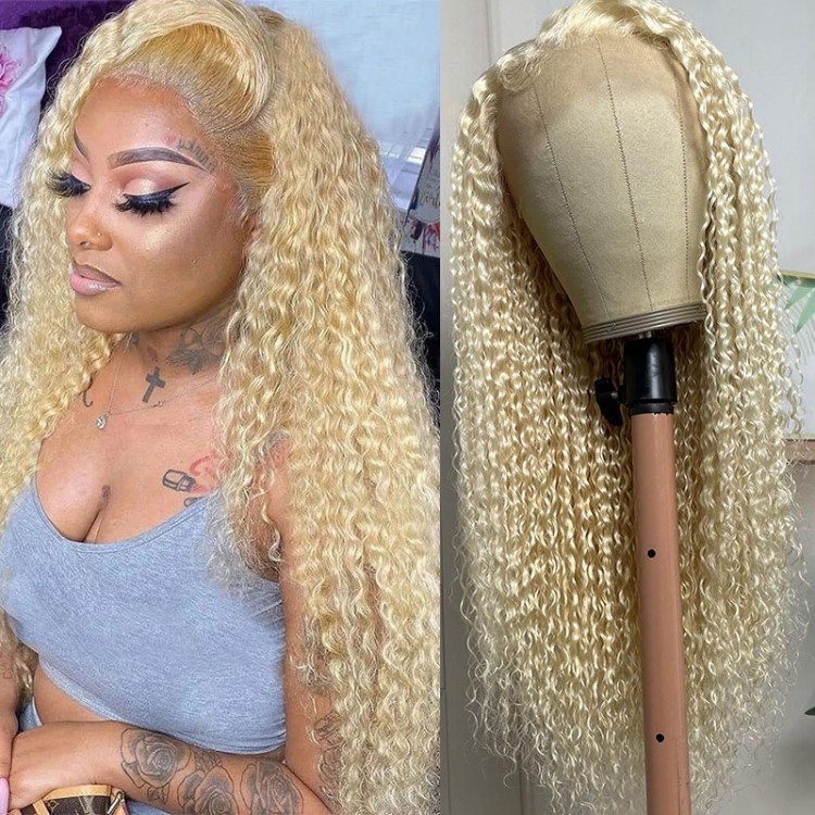 UNice 613 Blonde Curly 13x4 Lace Front Pre-Plucked Wig With Baby Hair |  