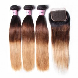 Ombre Human Hair Weave And Closure Ombre Blonde Closure Ombre