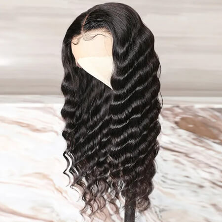 Classic Natural Black Crimped Lace Front Wig