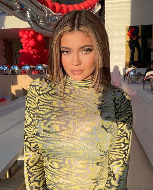 Kylie Jenner Brown Hair With Blonde Money Piece