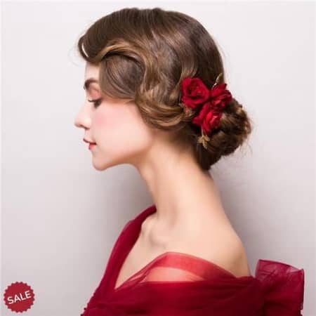 Holiday hair embellished with flowers