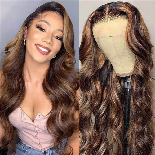 UNice Balayage Highlights Lace Front Wigs Body Wave Human Hair Wigs