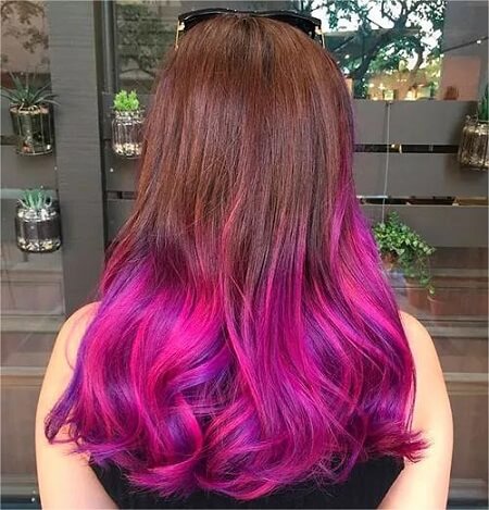 dip dye hair purple