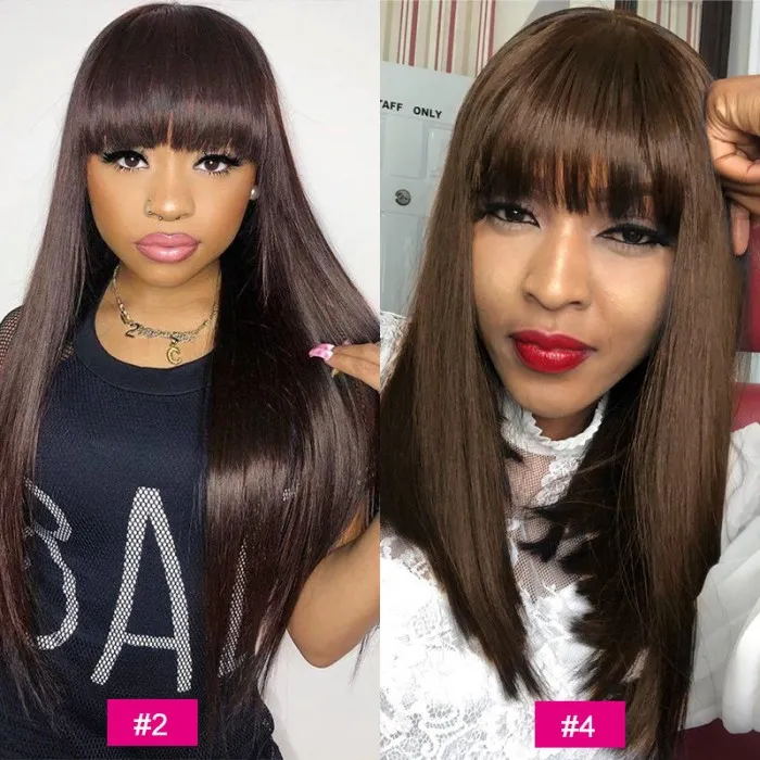 Machine Made Wig With Full Bangs