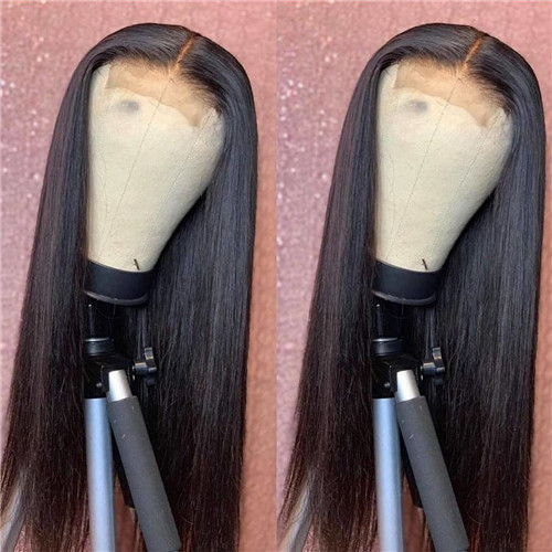 Silk straight human hair lace front wig