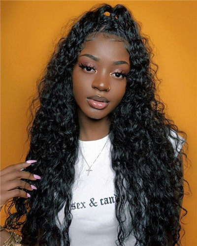 Curly lace front wig human hair