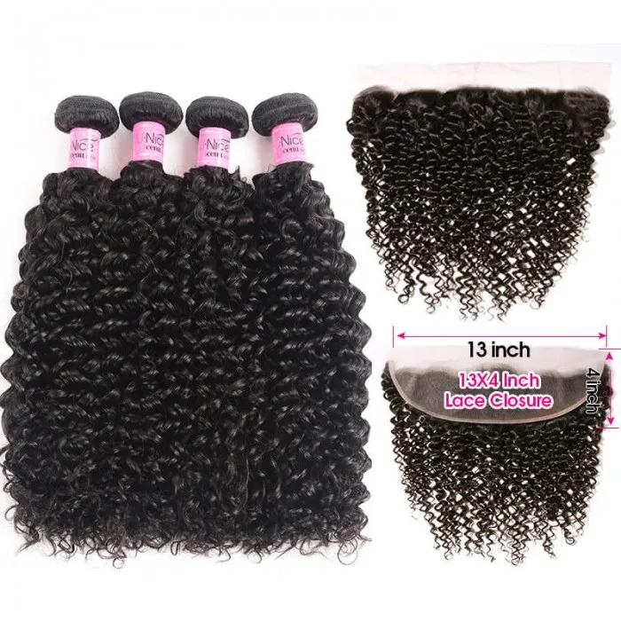 UNice Hot Selling 13x4 Transparent Lace Frontal With Virgin Remy Curly ...